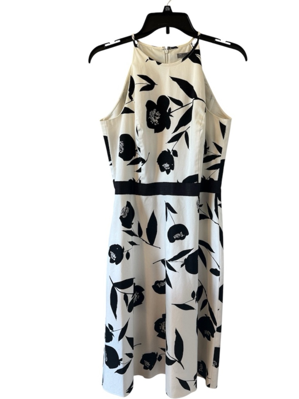 Ann Taylor Petites Black White Floral Halter Midi Dress 8P